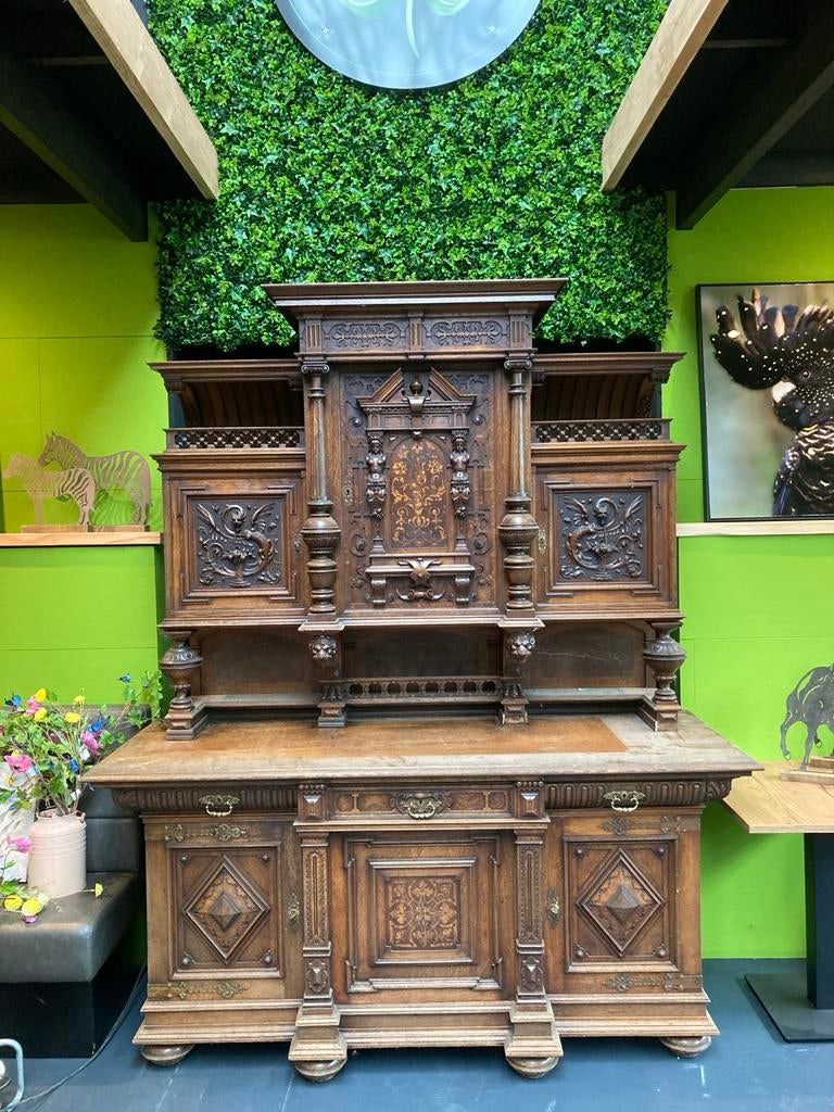 Unieke antieke houten kast - jacht kabinet met veel details, Ophalen