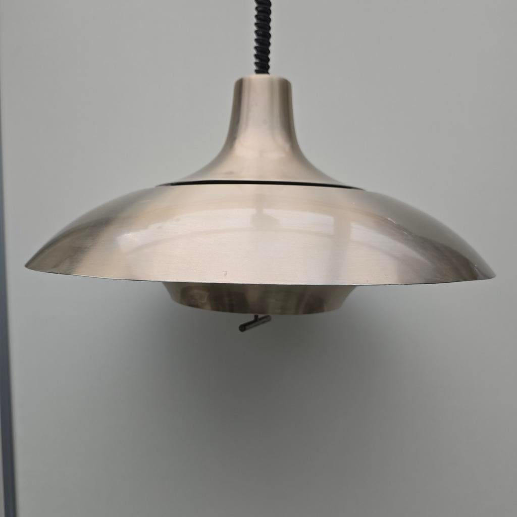 Vintage Aluminium Plafondlamp Jaren '60/'70 space age lamp, Huis en Inrichting, Lampen | Hanglampen, Gebruikt, Ophalen of Verzenden