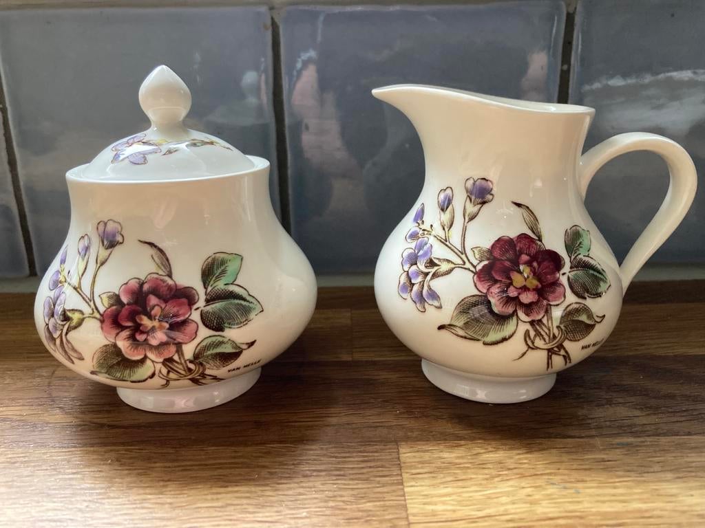 Villeroy Boch vintage 1960 suikerpot & melkkannetje Bouquet, Antiek en Kunst, Ophalen of Verzenden