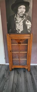 Vintage houten kastje met glazen deuren, Minder dan 50 cm, Glas, 100 tot 150 cm, Vintage, Klassiek