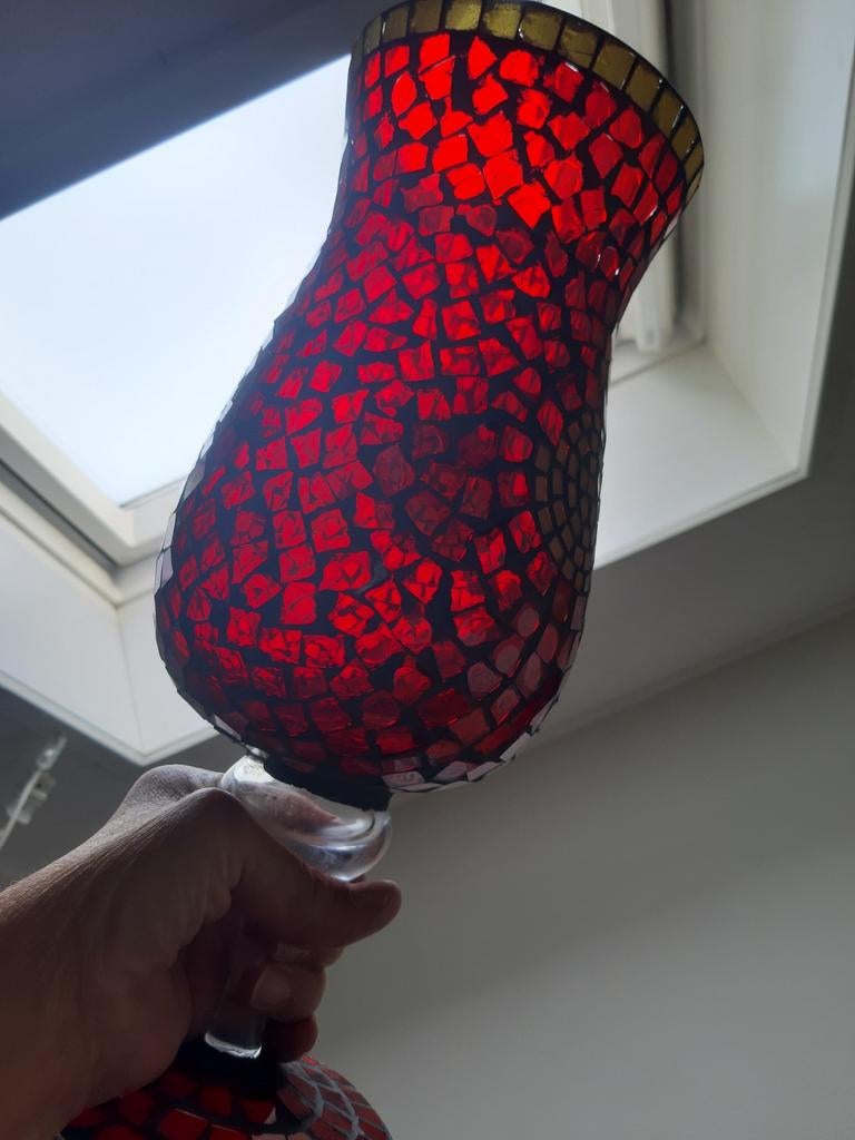 Vintage vaas beplakt met mozaïek stukjes hoogte 35 cm. Ook l, Huis en Inrichting, Ophalen of Verzenden