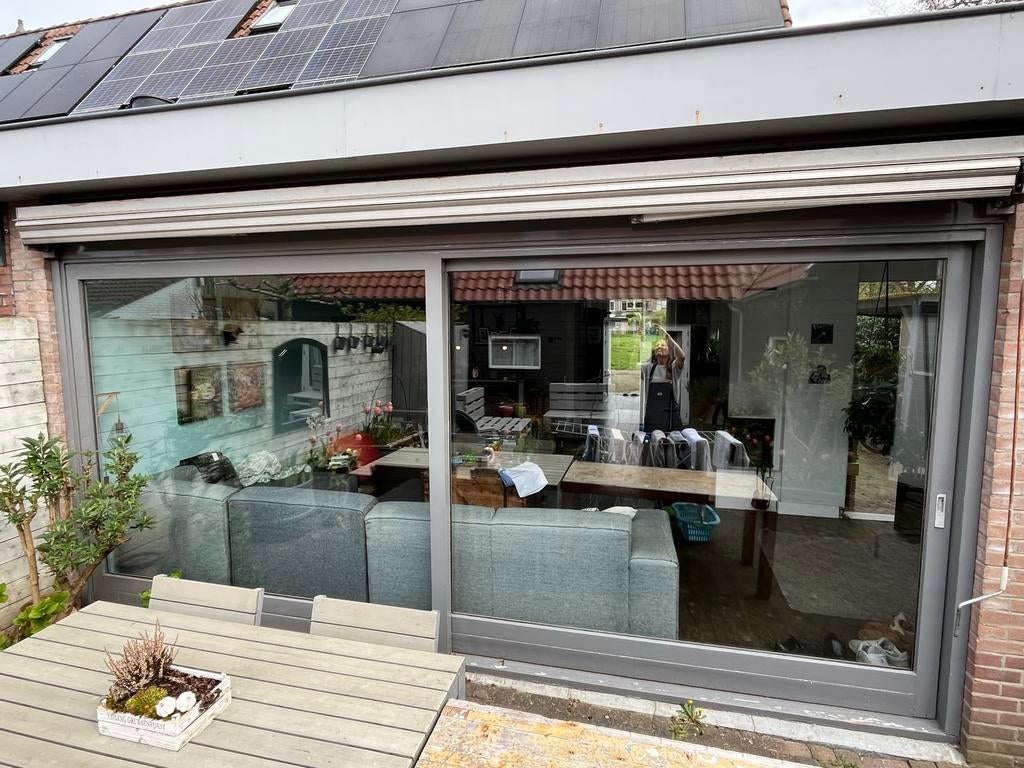 Grote schuifpui met glas, Doe-het-zelf en Verbouw, Kozijnen en Schuifpuien, Ophalen, Gebruikt, 225 cm of meer, Inclusief glas