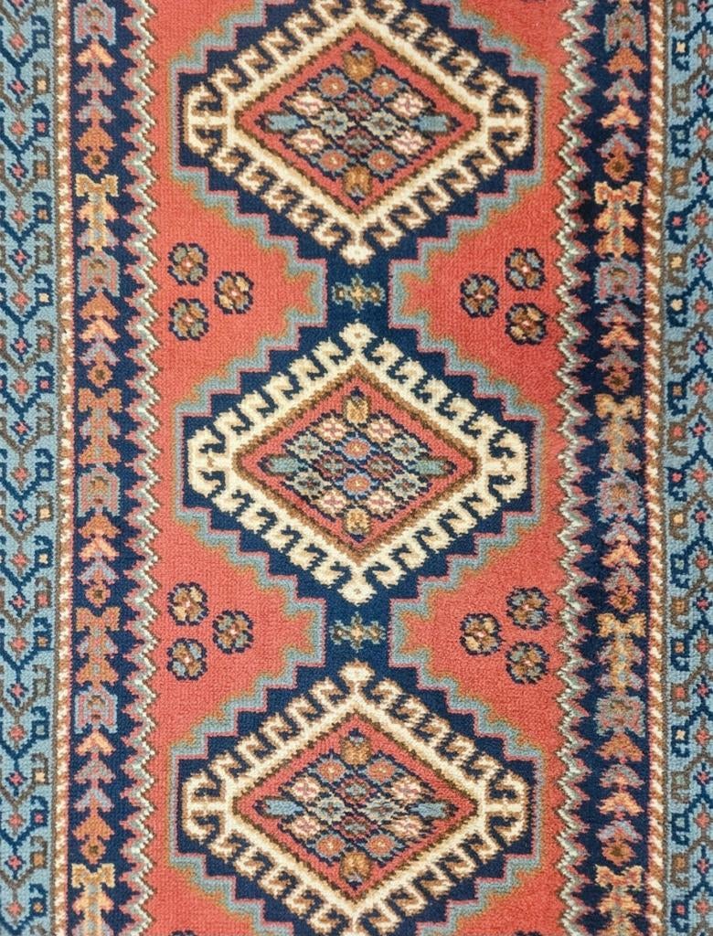 Vintage oosters wol Kazak vloerkleed loper Pink 71x337cm, Crème, Gebruikt, Onbekend, Onbekend