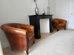 Cognackleurige schapenleren clubfauteuil, 2 stuks, Ophalen