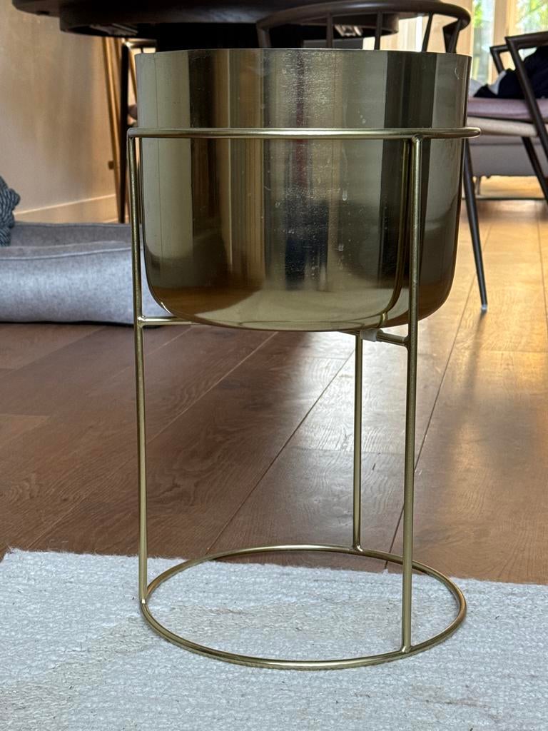 Gouden plantenbak Zara Home 50x30x30, Gebruikt, Minder dan 60 cm, Rond, Ophalen of Verzenden