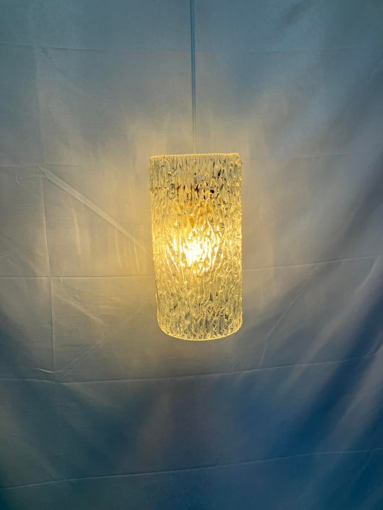 Vintage ijsglas hanglamp J.T. Kalmar Franken jaren 50/60, Ophalen of Verzenden, Gebruikt