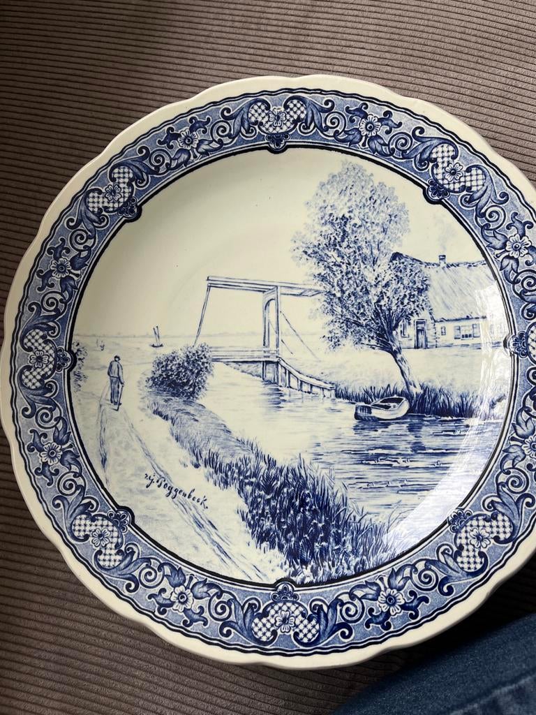 Delfts Blauw Sierbord 'Bij Hoggenbeek' - Handgeschilderd, Ophalen