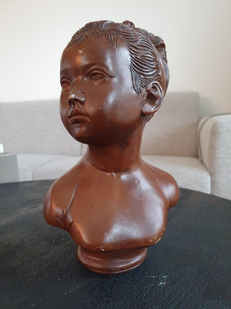 Vintage buste van een kind, terracotta-look, Ophalen of Verzenden, Gebruikt
