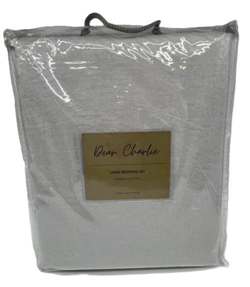 100% linnen dekbedovertrek 240x220 met slopen Light Grey, Dekbedovertrek, Ophalen of Verzenden, Grijs, Nieuw
