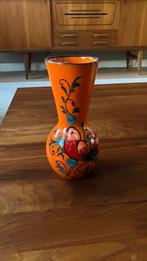 Vintage jaren 60/70 oranje beschilderde vaas vogel retro, Antiek en Kunst, Ophalen