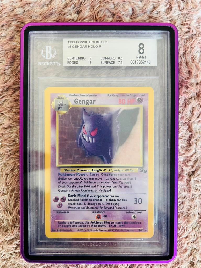 Pokemon Gengar Fossil holo - BGS 8, Ophalen of Verzenden, Zo goed als nieuw