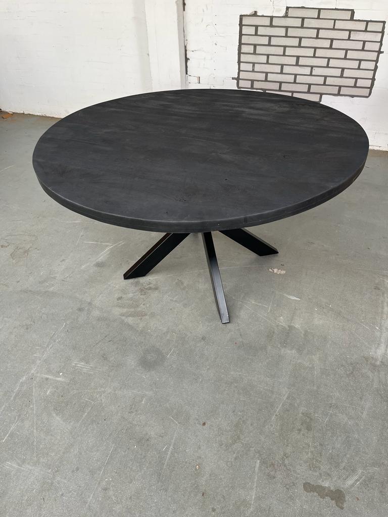 Eettafel rond zwart mangohout 130 cm goedkoop, Huis en Inrichting, Tafels | Eettafels, Ophalen, Rond, Zo goed als nieuw, Vijf personen of meer