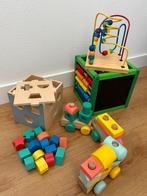 Houten speelgoed: blokken, trein (hema) en activiteien kubus, Ophalen of Verzenden, Gebruikt