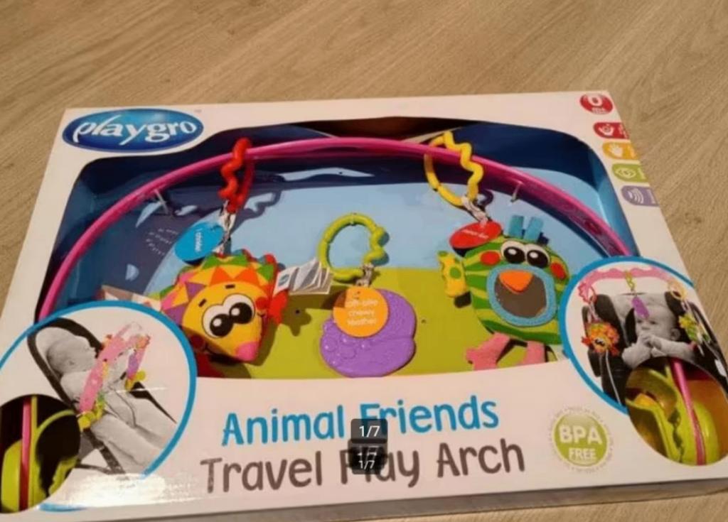 Playgro mobiele babygym nieuw animal friends travel play, Nieuw, Ophalen of Verzenden, Babygym