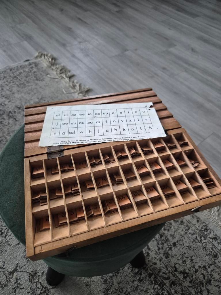Malmberg letterdoos jaren 50, Antiek en Kunst, Antiek | Schoolplaten, Ophalen of Verzenden
