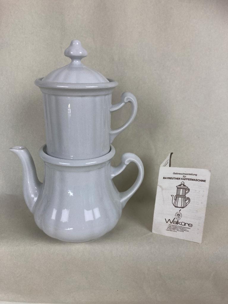 porselein; Bayreuter koffiekan met filter, Overige typen, Ophalen of Verzenden, Zo goed als nieuw, Effen