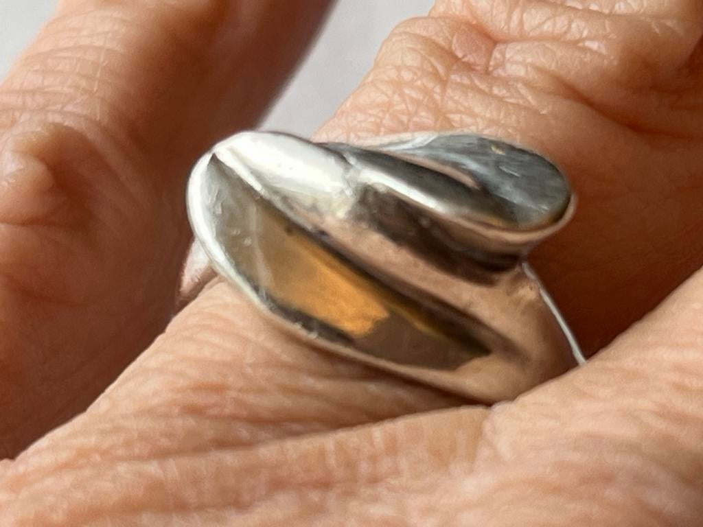 Art Deco zilveren ring met mooie vorm, maat 17, Sieraden, Tassen en Uiterlijk, Ringen, Verzenden, Zo goed als nieuw, 17 tot 18