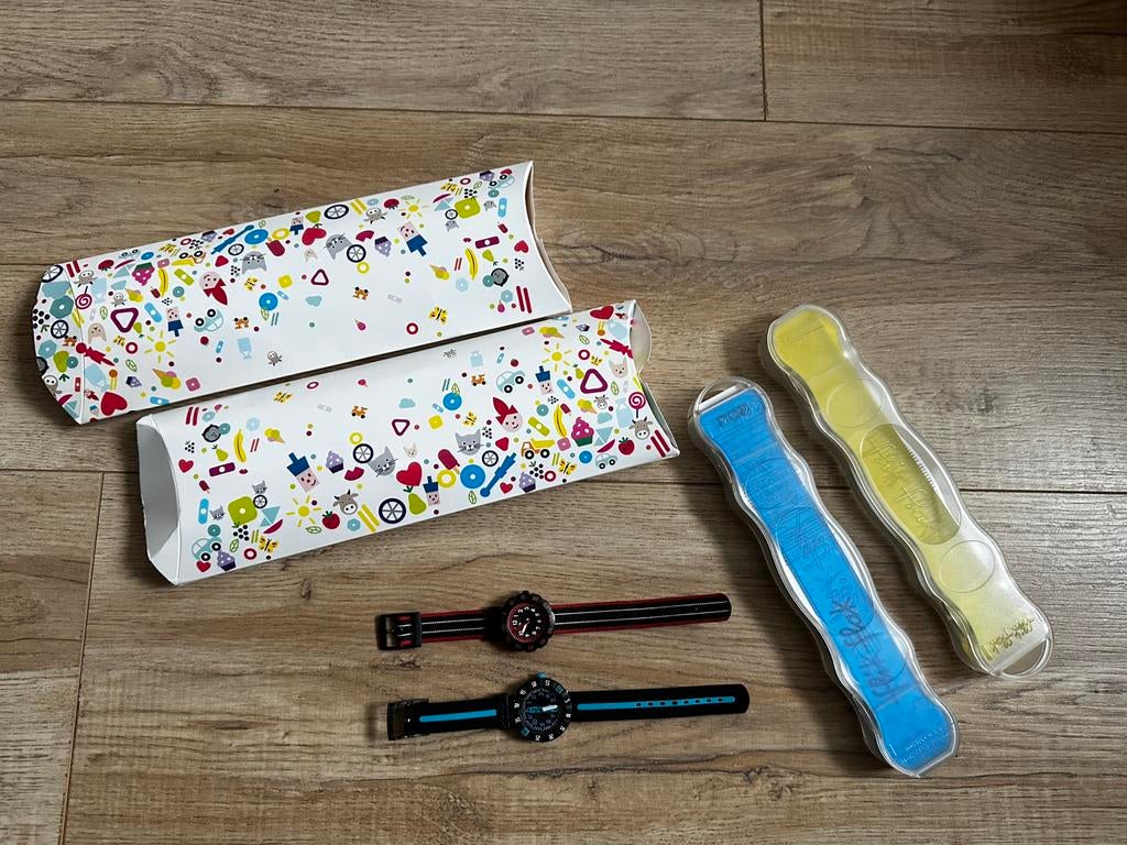 Twee kinder horloges van het merk Flik Flak, nieuw, Ophalen of Verzenden, Zo goed als nieuw, Jongen of Meisje