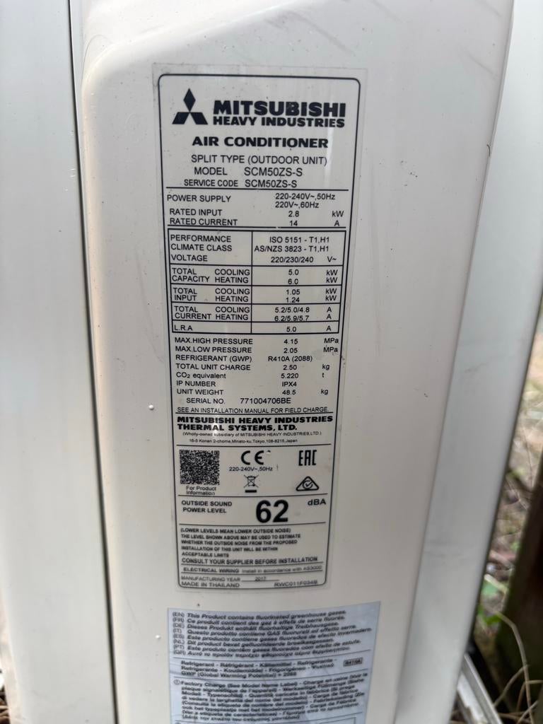 Mitsubishi Heavy Industries SCM50ZS-S met 3x SRK20, Ophalen, Gebruikt, Koelen en Ontvochtigen, 100 m³ of groter