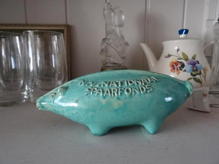Antiek oud spaarvarken Nationaal Spaarfonds Amsterdam, Antiek en Kunst, Antiek | Keramiek en Aardewerk, Ophalen