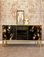 Zwart en goud dressoir/ vintage look Tv-kast, Ophalen, Donyavimin@gmail.com, 150 tot 200 cm, Zo goed als nieuw
