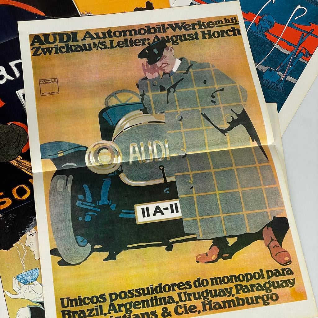 Audi jugendstil affiche herdruk 1975, Auto, Groter dan 1:32, Zo goed als nieuw, Ophalen