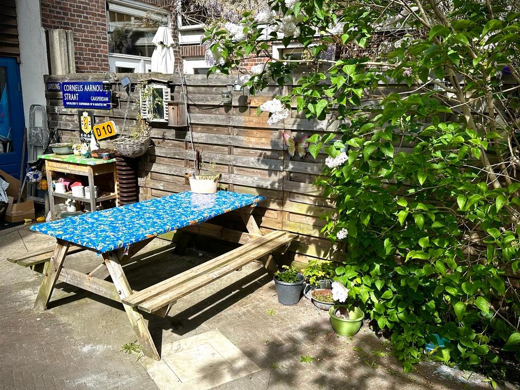 Houten picknicktafel met vaste banken, 180x77 cm, Ophalen, Gebruikt, Rechthoekig, Hout