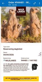 4 kaartjes voor Wildlands Emmen 4-4-2026, Drie personen of meer, Ticket of Toegangskaart