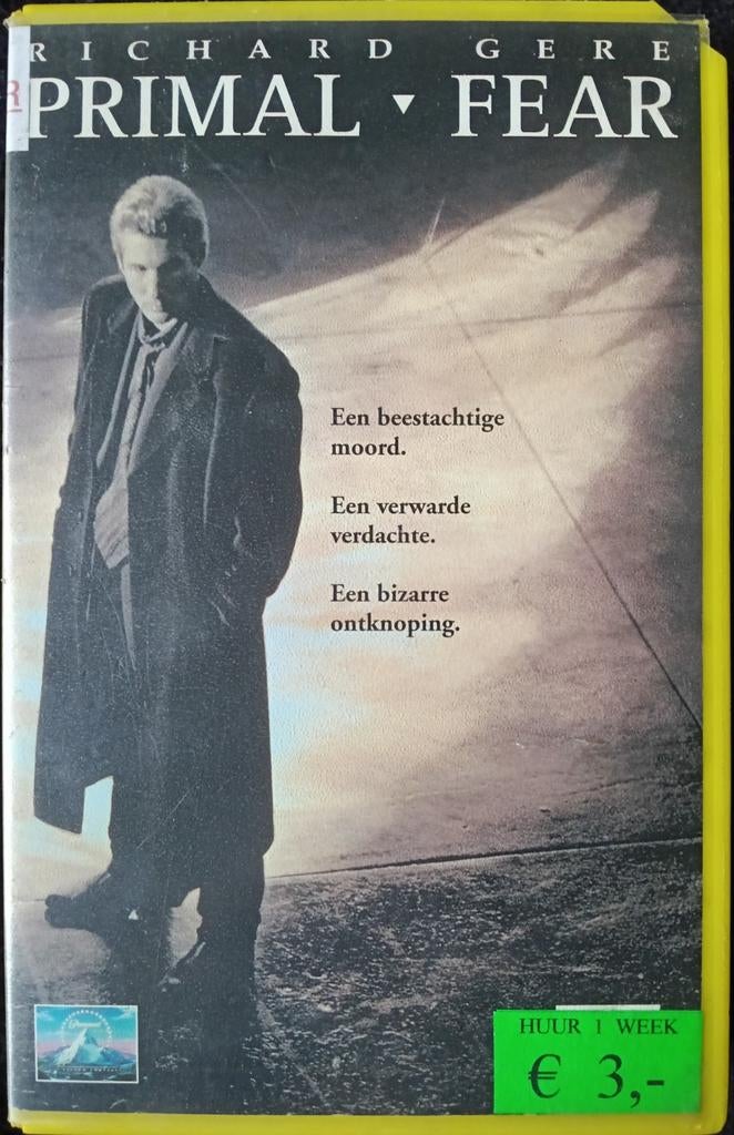 Primal Fear ex-rental VHS, Vanaf 16 jaar, Ophalen of Verzenden, Gebruikt, Horror