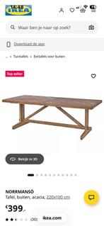 Tuin Tafel acacia hout Ikea + 6 stoelen kussens ( setprijs ), Ophalen, Zo goed als nieuw, Hout