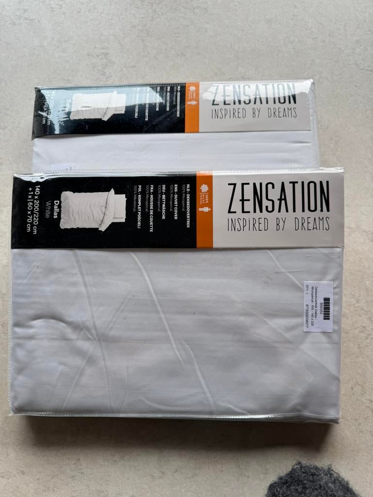 2 witte Zenzation dekbedhoezen 1 persoons,, Ophalen of Verzenden, Nieuw