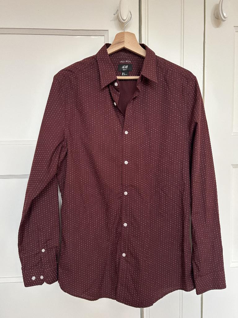 H&M overhemd bordeaux rood, maat M, Zo goed als nieuw, H&M, Rood, Halswijdte 39/40 (M)