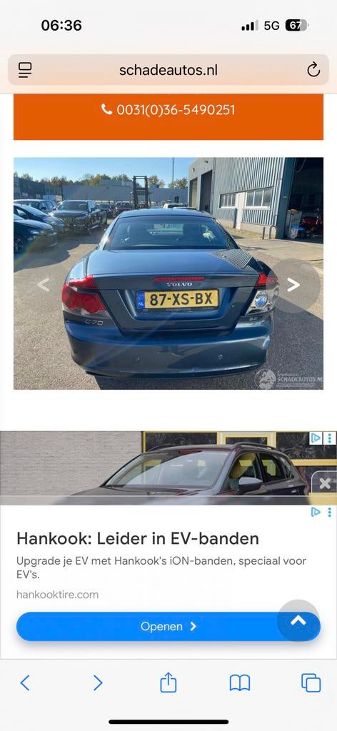 Schade Volvo c70 Loop of sloop. Prijs is vast., Ophalen, Zwart, Benzine, Overige carrosserieën