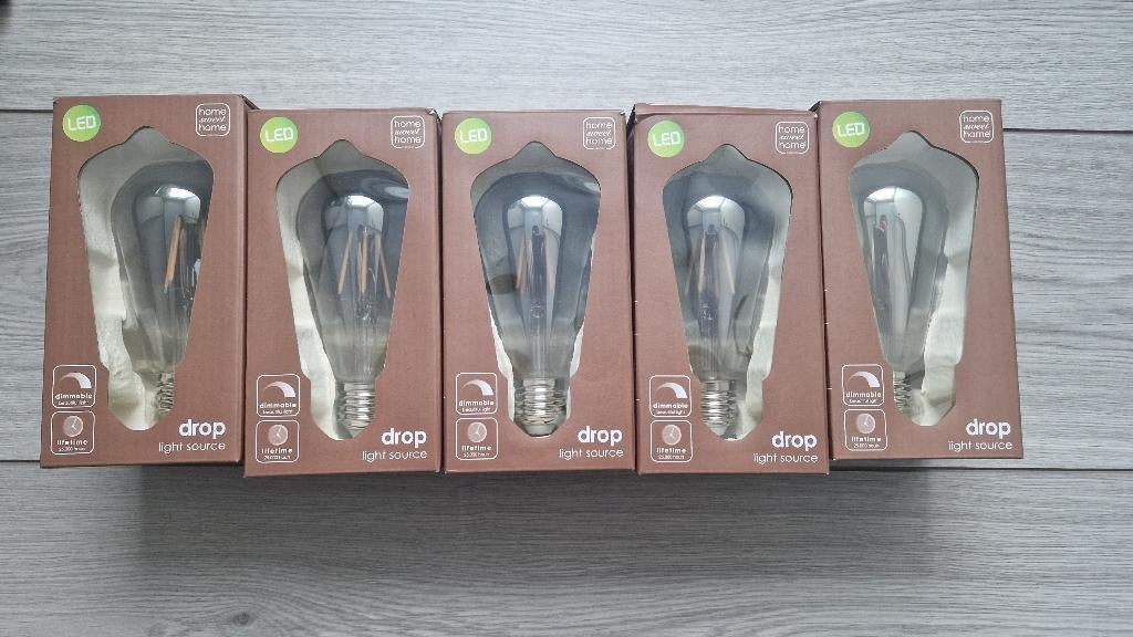 5 stuks Edison model dimbare ledlamp met smoke glas, Led-lamp, Minder dan 30 watt, Zo goed als nieuw, E27 (groot)