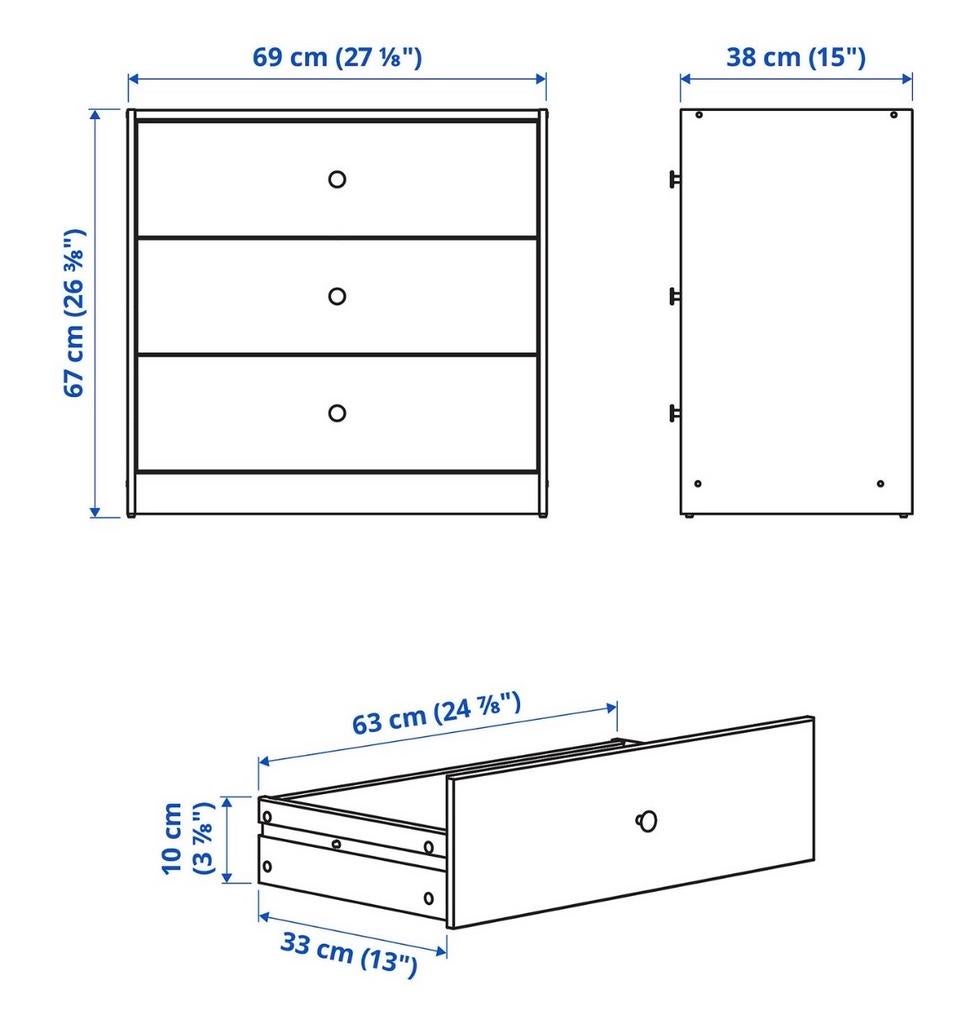 IKEA GURSKEN ladekast met 3 lades - Wit, Ophalen, 50 tot 100 cm, Zo goed als nieuw, 3 of 4 laden