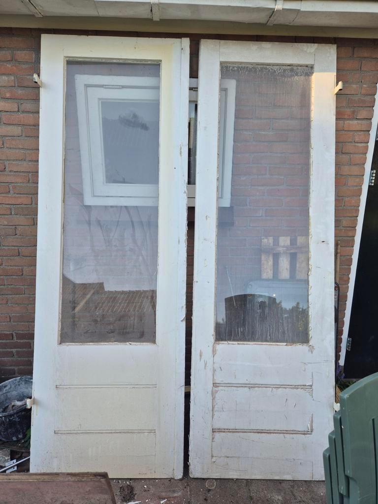 Oude buitendeuren met enkelglas en oud beslag, Ophalen, Gebruikt, Buitendeur, 200 tot 215 cm
