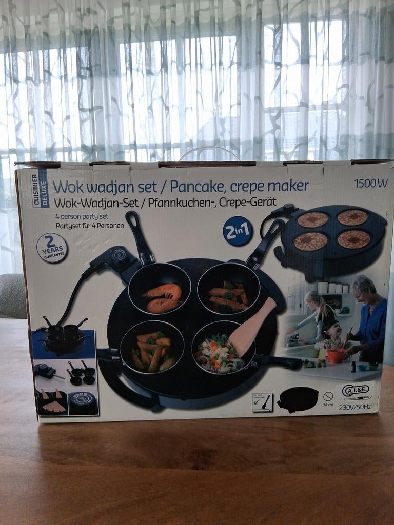 Wok wadjan set / pancake, crêpe maker., Ophalen of Verzenden, Nieuw, 4 t/m 7 personen