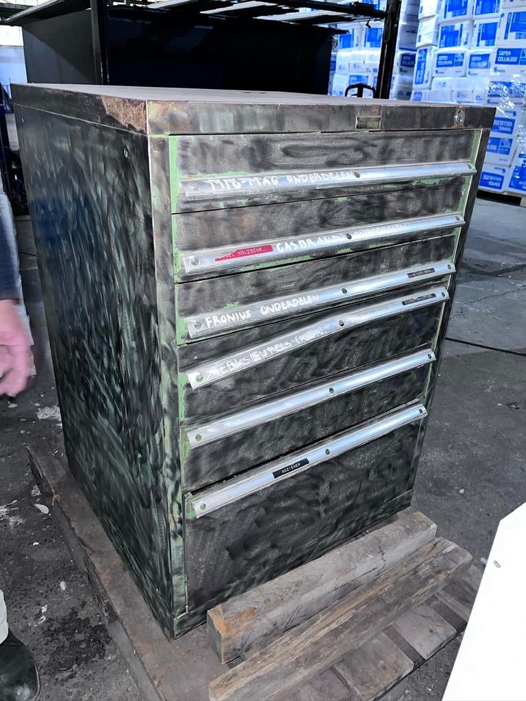 Grote stalen gereedschapskast, Ophalen