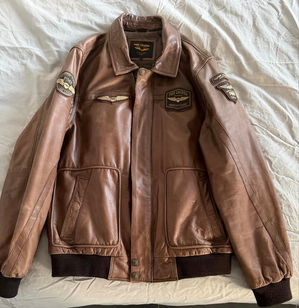 PME Legend heren leren jas - Bruin, Ophalen of Verzenden, Zo goed als nieuw, Maat 56/58 (XL), Bruin