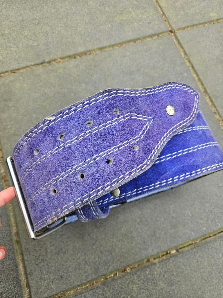 Blauwe gewichthefriem - stevige ondersteuning, Sport en Fitness, Ophalen of Verzenden, Gebruikt, Buik, Halterriem