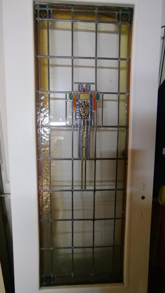 Deur met glas in lood, Doe-het-zelf en Verbouw, Glas en Ramen, Ophalen, Minder dan 80 cm, Glas in lood