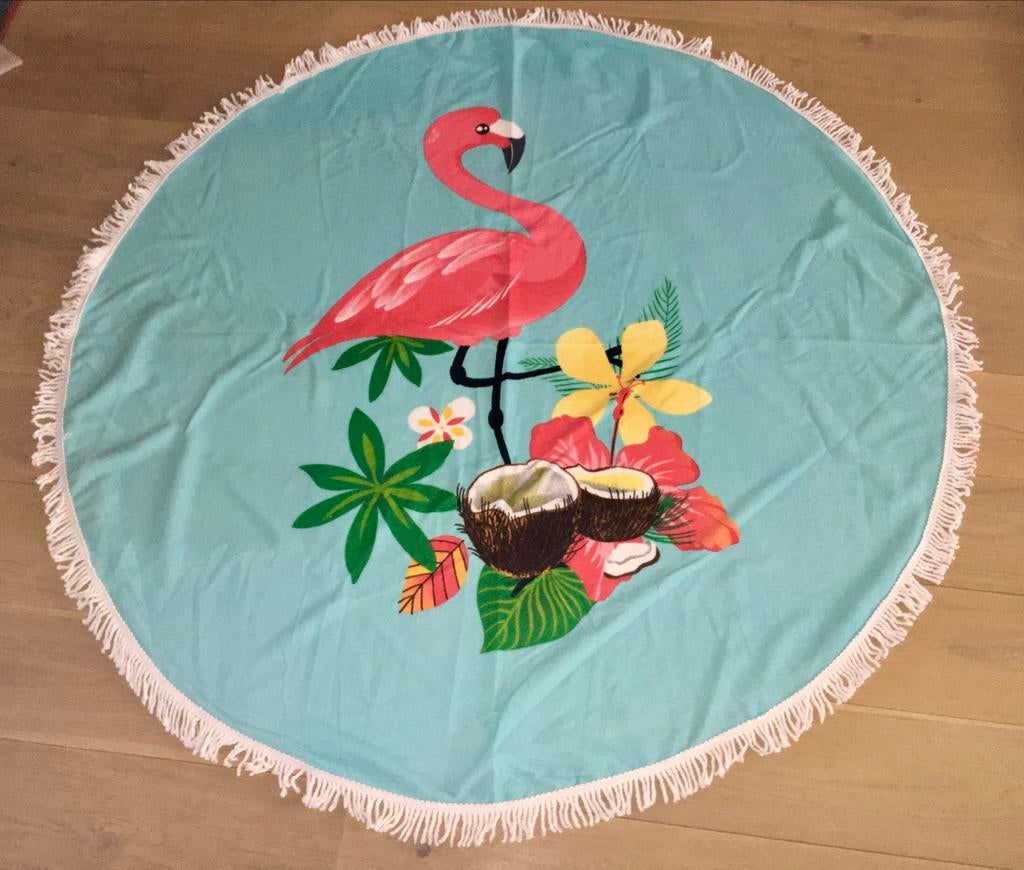 Nieuw rond strandlaken flamingo, Ophalen of Verzenden, Nieuw, Blauw, Handdoek