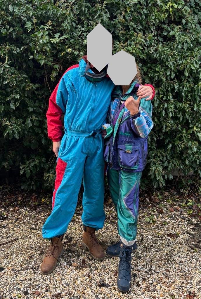 Twee fantastische foute skipakken, Ophalen of Verzenden, Gedragen, Maat 52/54 (L), Pak