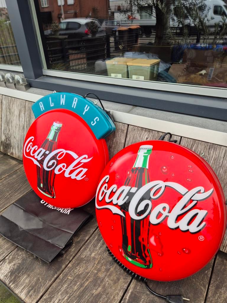 2  x vintage dubbelzijdige coca cola lichtbak, Verzamelen, Ophalen, Zo goed als nieuw, Lichtbak of (neon) lamp