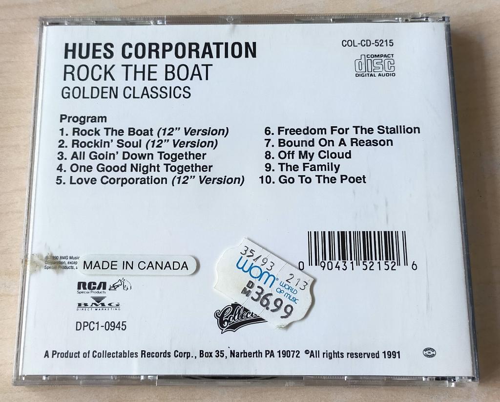 Hues Corporation - Rock The Boat Golden Classics CD 1991, Ophalen of Verzenden, Gebruikt