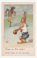 Pasen.  Paashaas als bokser.  Vogelverschrikkers.  Mich., Verzenden, Voor 1920, Ongelopen, Sterren en Beroemdheden