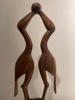 Vintage handgesneden beeld van twee kraanvogels | 1925-1975, Ophalen of Verzenden