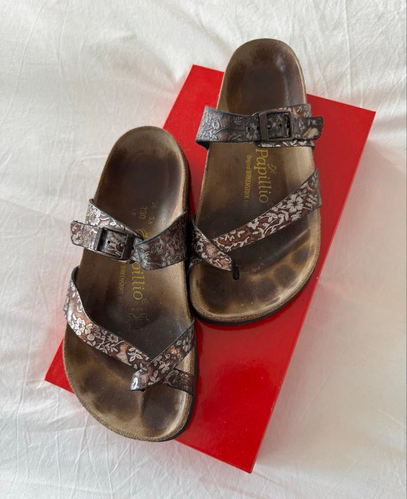 Papillio/Birkenstock slippers maat 36 (breed), Slippers, Bruin, Ophalen of Verzenden, Gedragen