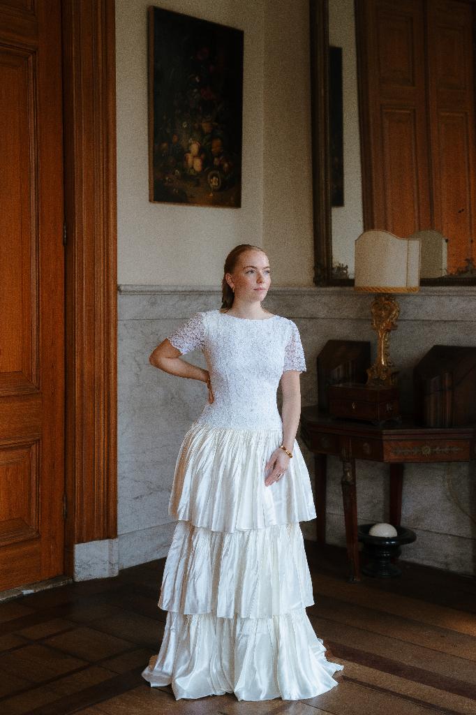 Vintage jaren ’80 bruidsjurk – maat S/M, Kleding | Dames, Jurken, Maat 38/40 (M), Wit, Ophalen of Verzenden, Vintage