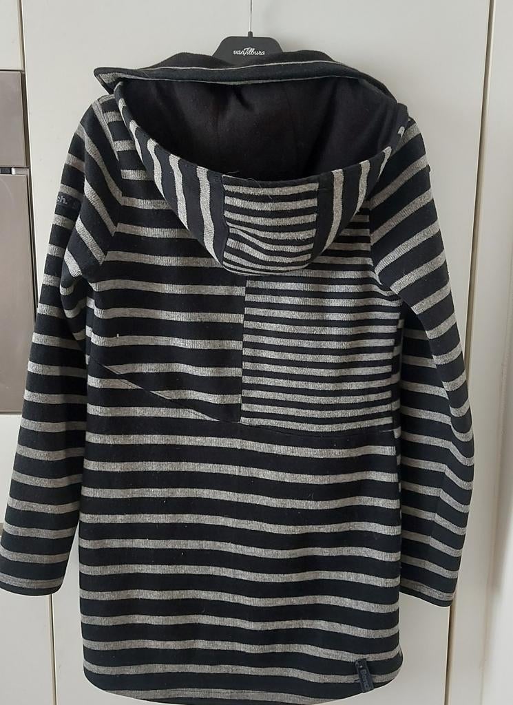 Gestreepte trui met rits, zwart/grijs, Maat 38/40 (M), Zwart, Ophalen of Verzenden, Onbekend